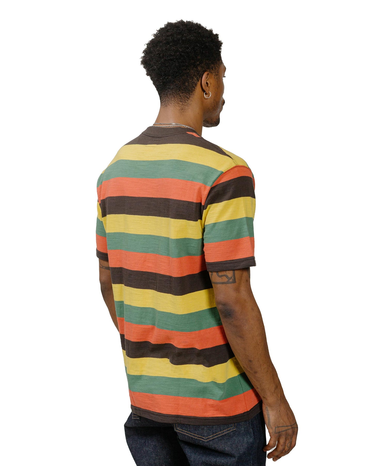 The Real McCoy's BC24002 Buco Stripe Tee S/S Tricolor model back