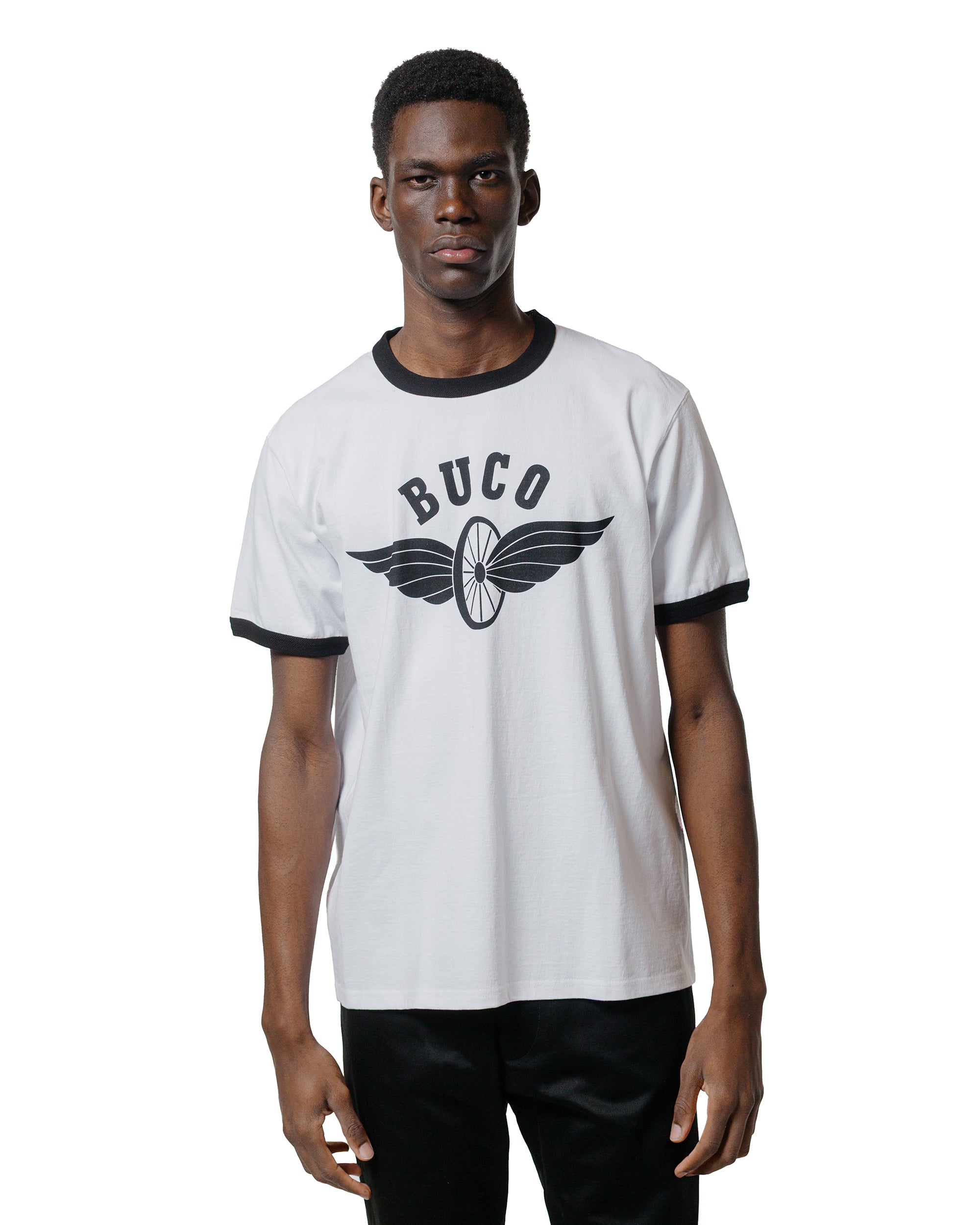 The Real McCoy\u0027s BC25004 Buco Tee ⁄ Flying Wheel White⁄Black 