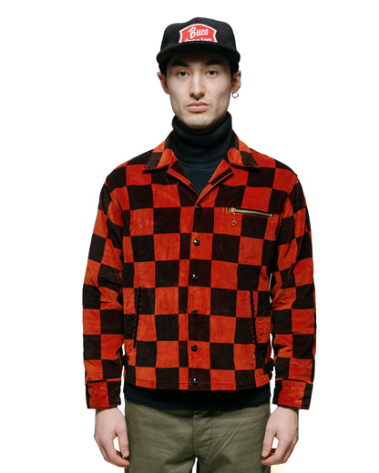 The Real McCoy's BJ23103 Buco Checkered Corduroy Jacket OrangeBlack model front