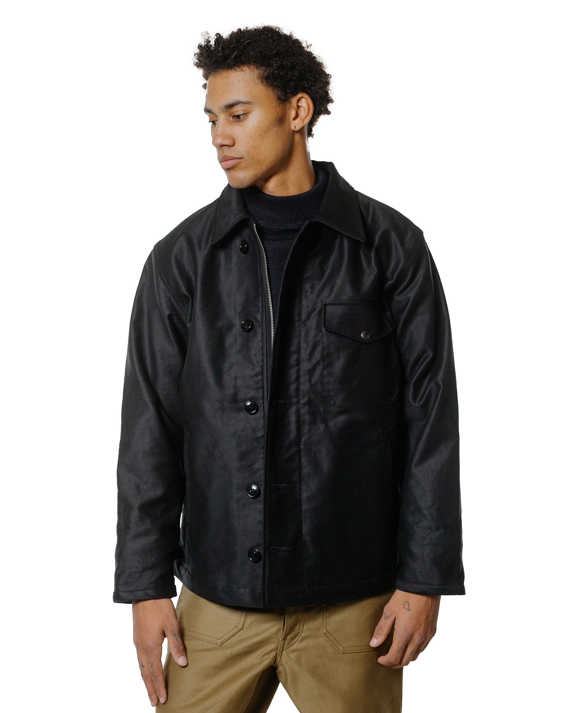 The Real McCoy's BJ25101 Buco Civilian Collared Deck Jacket Black