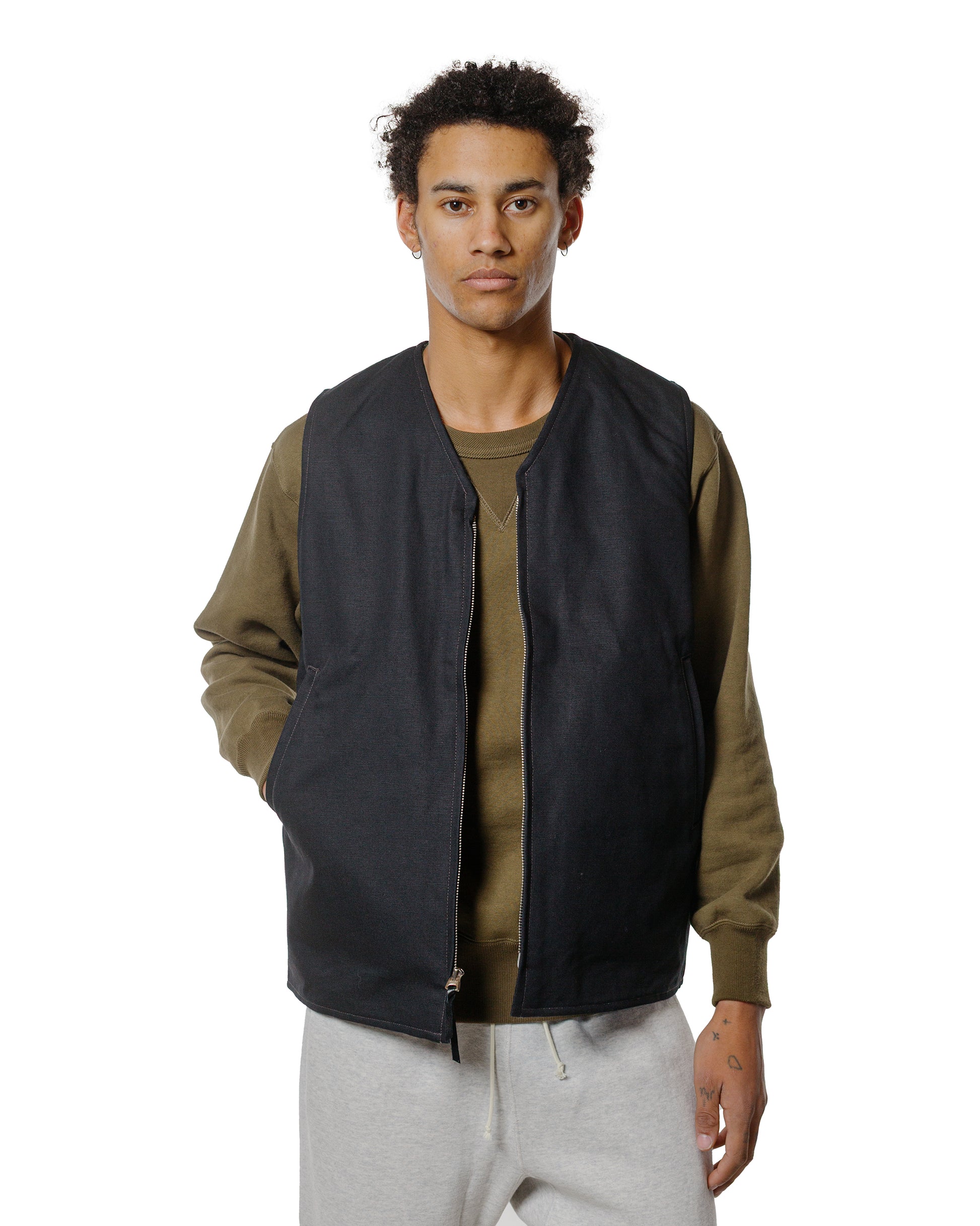 The Real McCoy's BJ25103 Buco Cotton Canvas Riding Vest Black