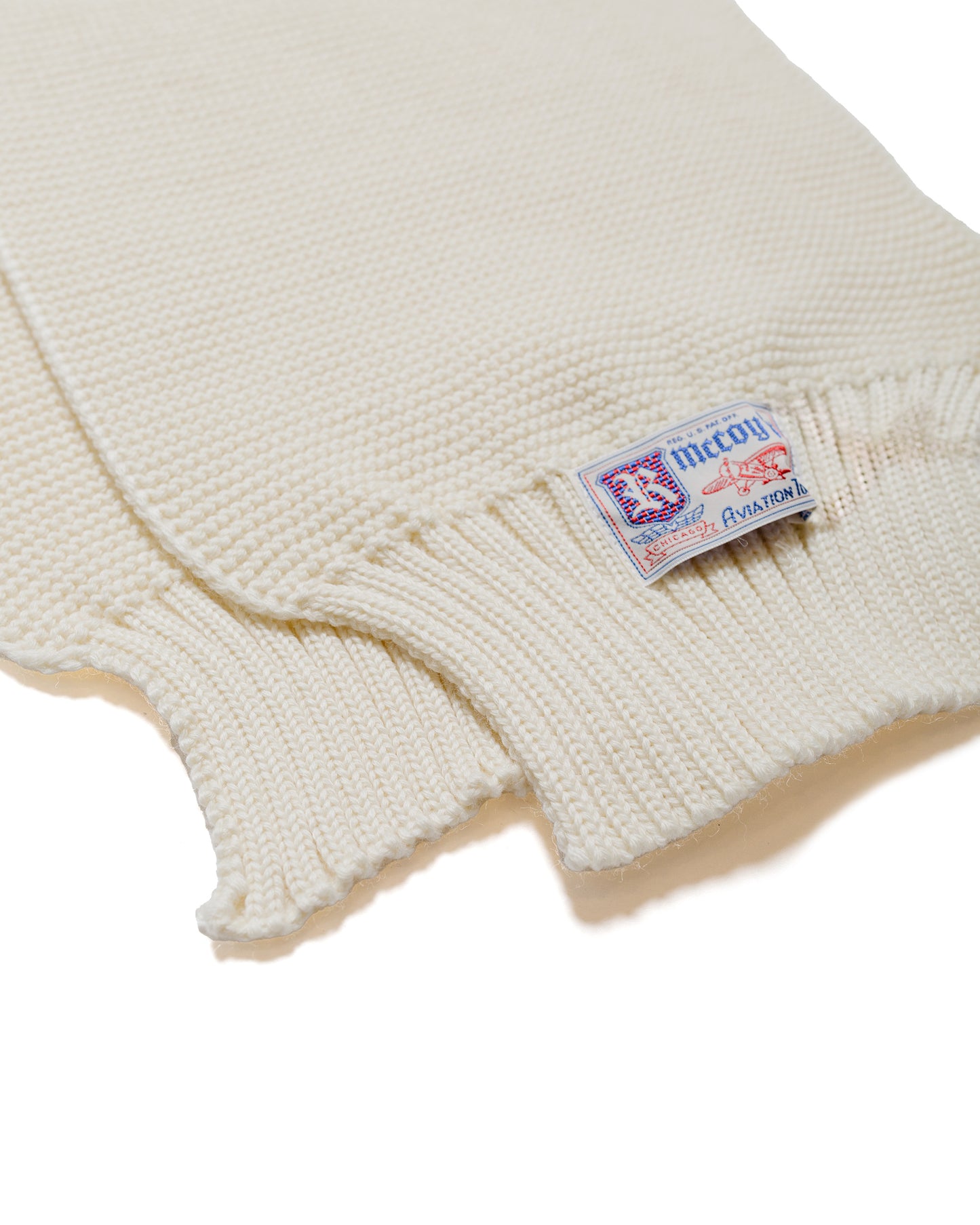 The Real McCoy's MA24103 Scarf, Wool-Knit Ecru fabric