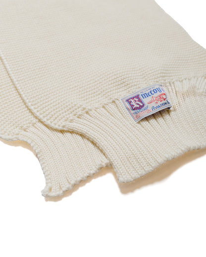 The Real McCoy's MA24103 Scarf, Wool-Knit Ecru fabric