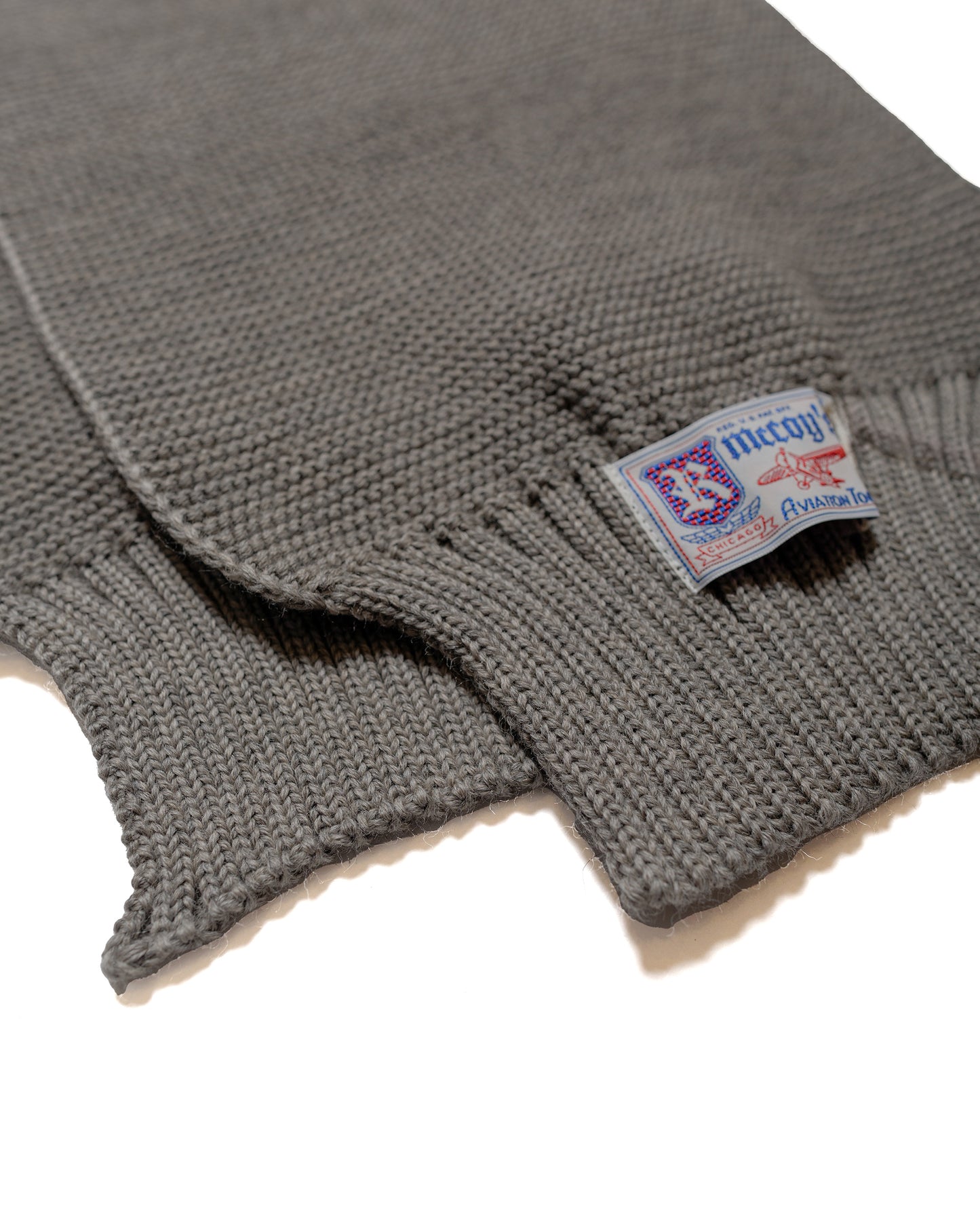 The Real McCoy's MA24103 Scarf, Wool-Knit Gray fabric