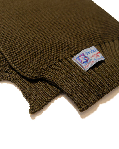 The Real McCoy's MA24103 Scarf, Wool-Knit Olive fabric