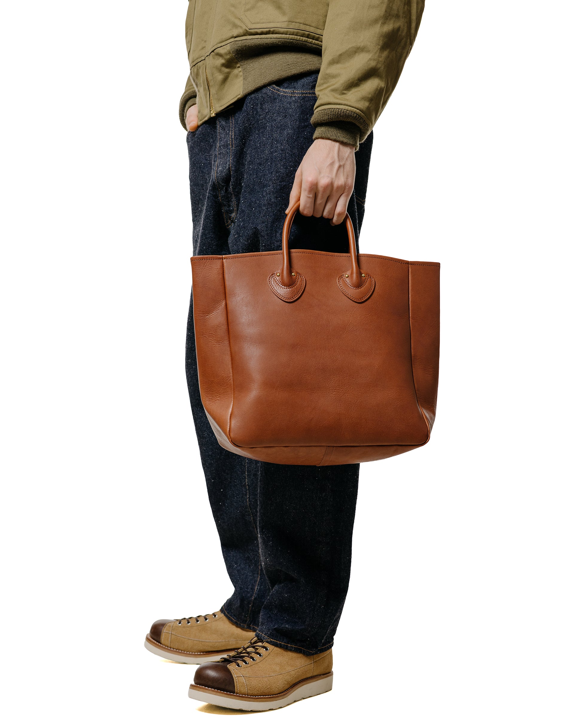 The Real McCoy's MA25101 Leather Tote Handbag Brown