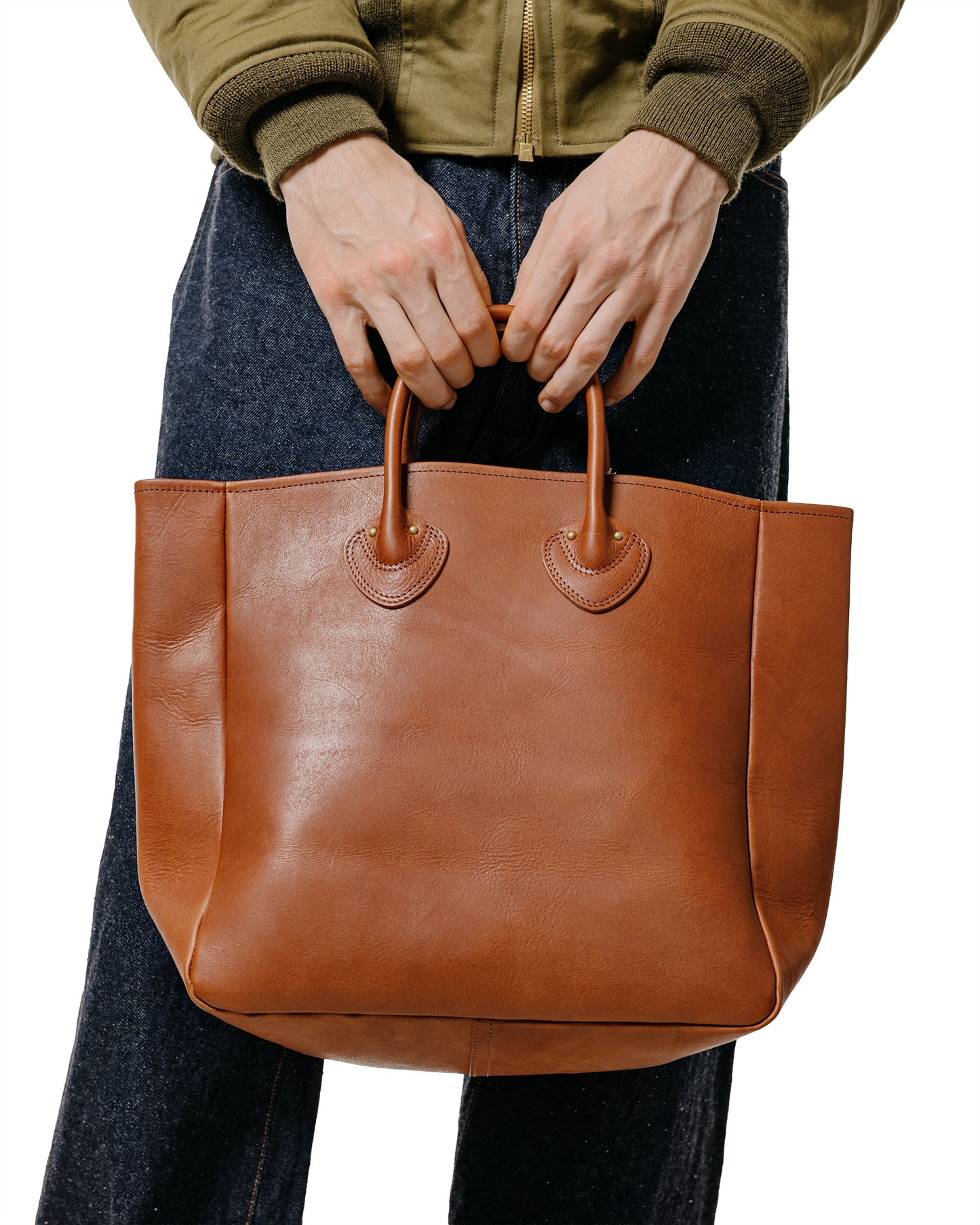 The Real McCoy's MA25101 Leather Tote Handbag Brown