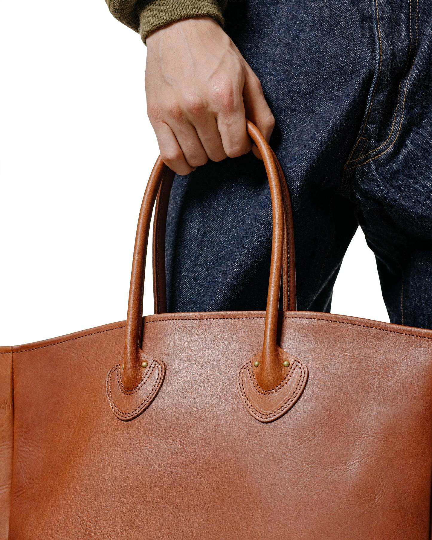 The Real McCoy's MA25102 Leather Tote Shoulder-Bag Brown