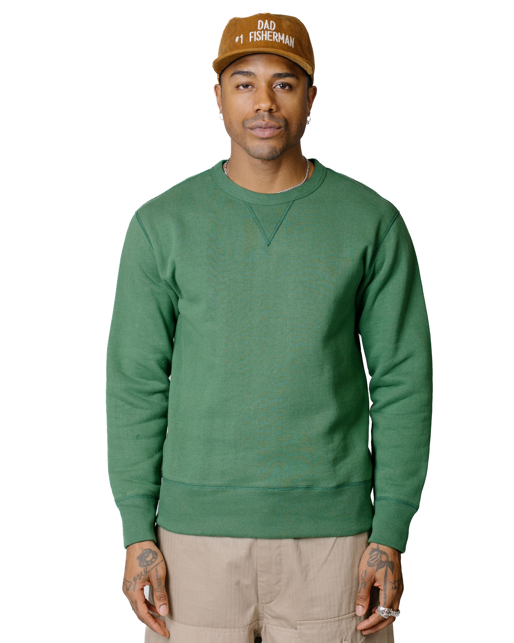 The Real McCoy’s MC13111 10 oz. Loopwheel Crewneck Sweatshirt Shamrock model front