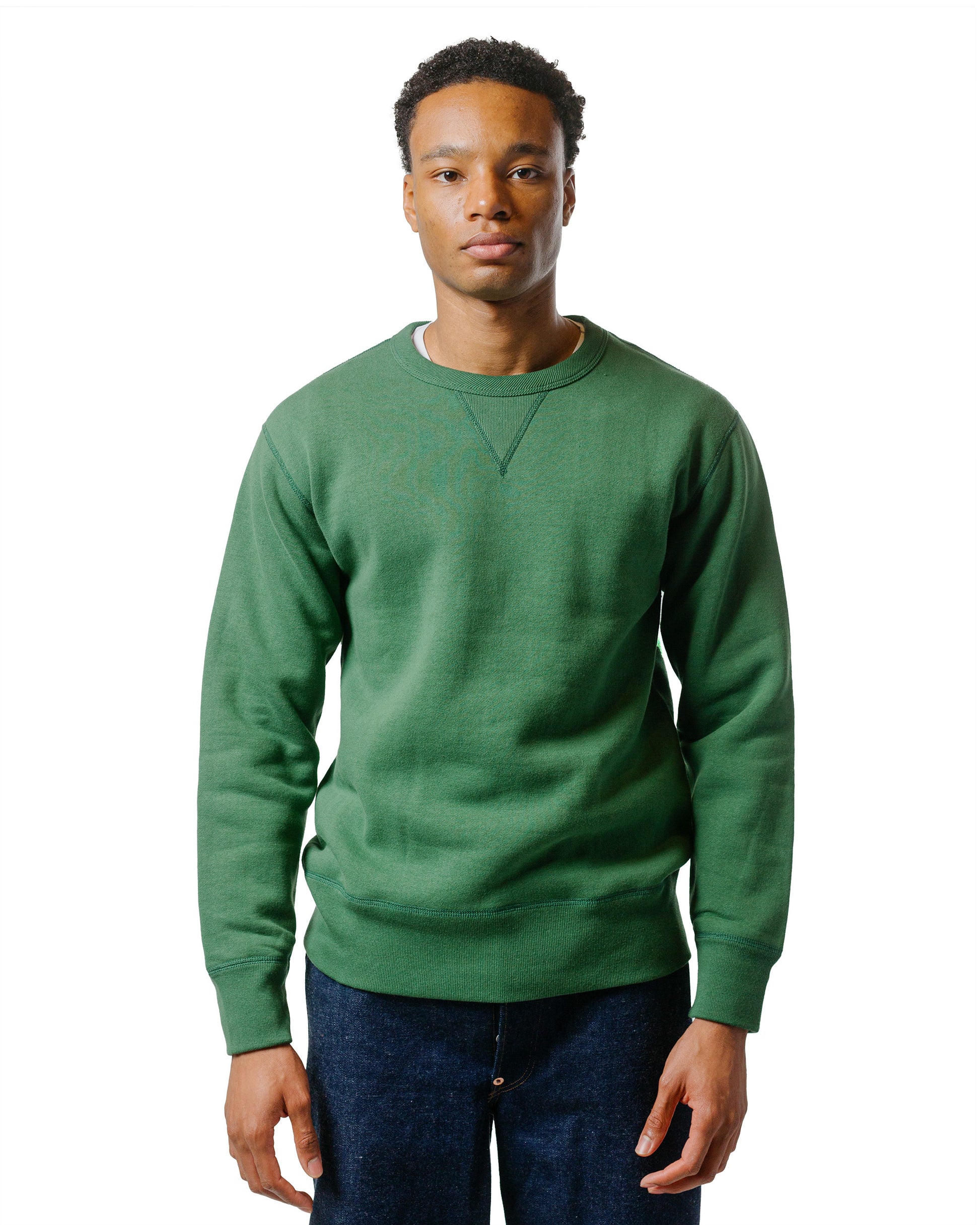 The Real McCoy’s MC13111 10 oz. Loopwheel Crewneck Sweatshirt Shamrock model front