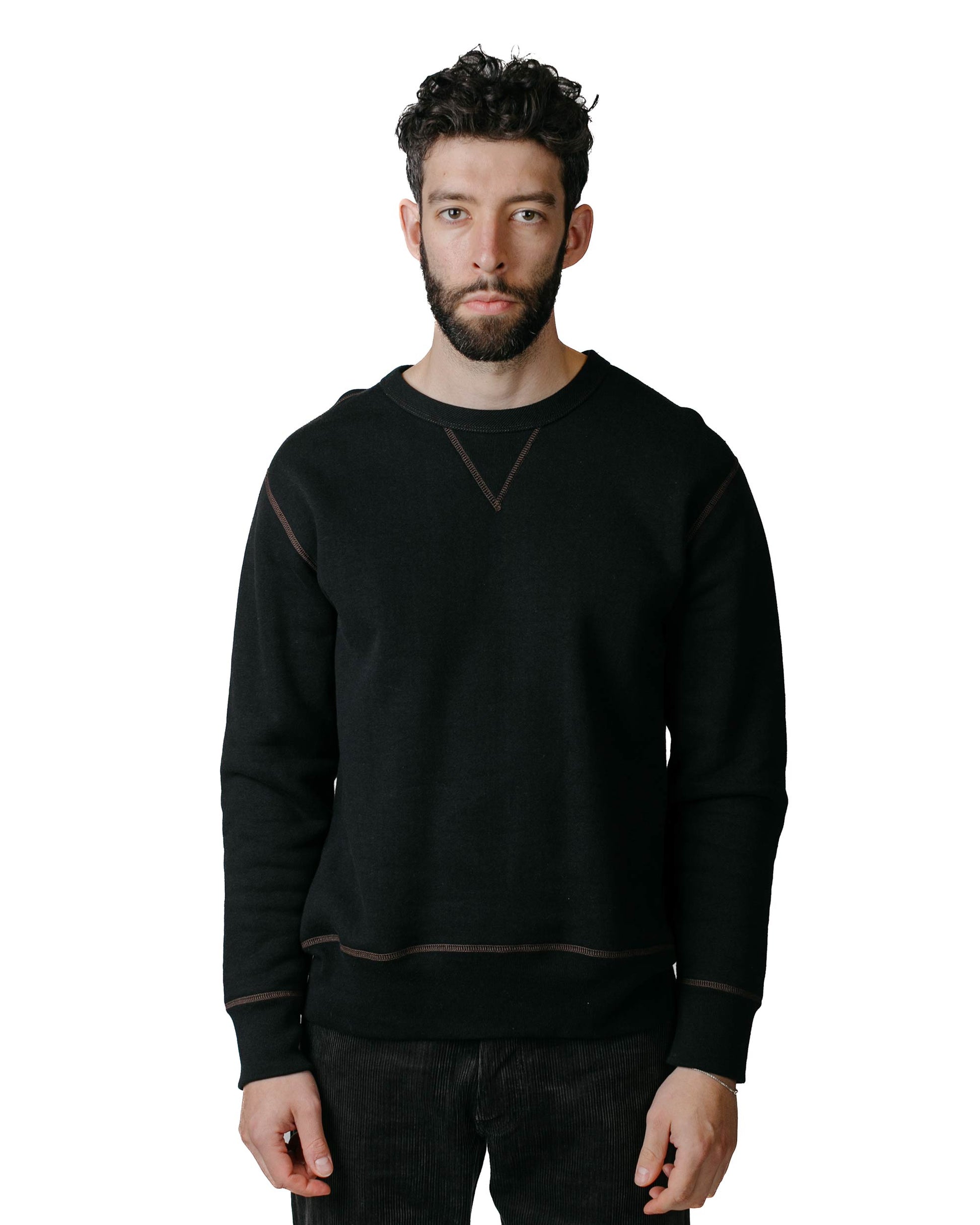 The Real McCoy’s MC13111 Sweatshirt / Loop Wheel Black Model Front