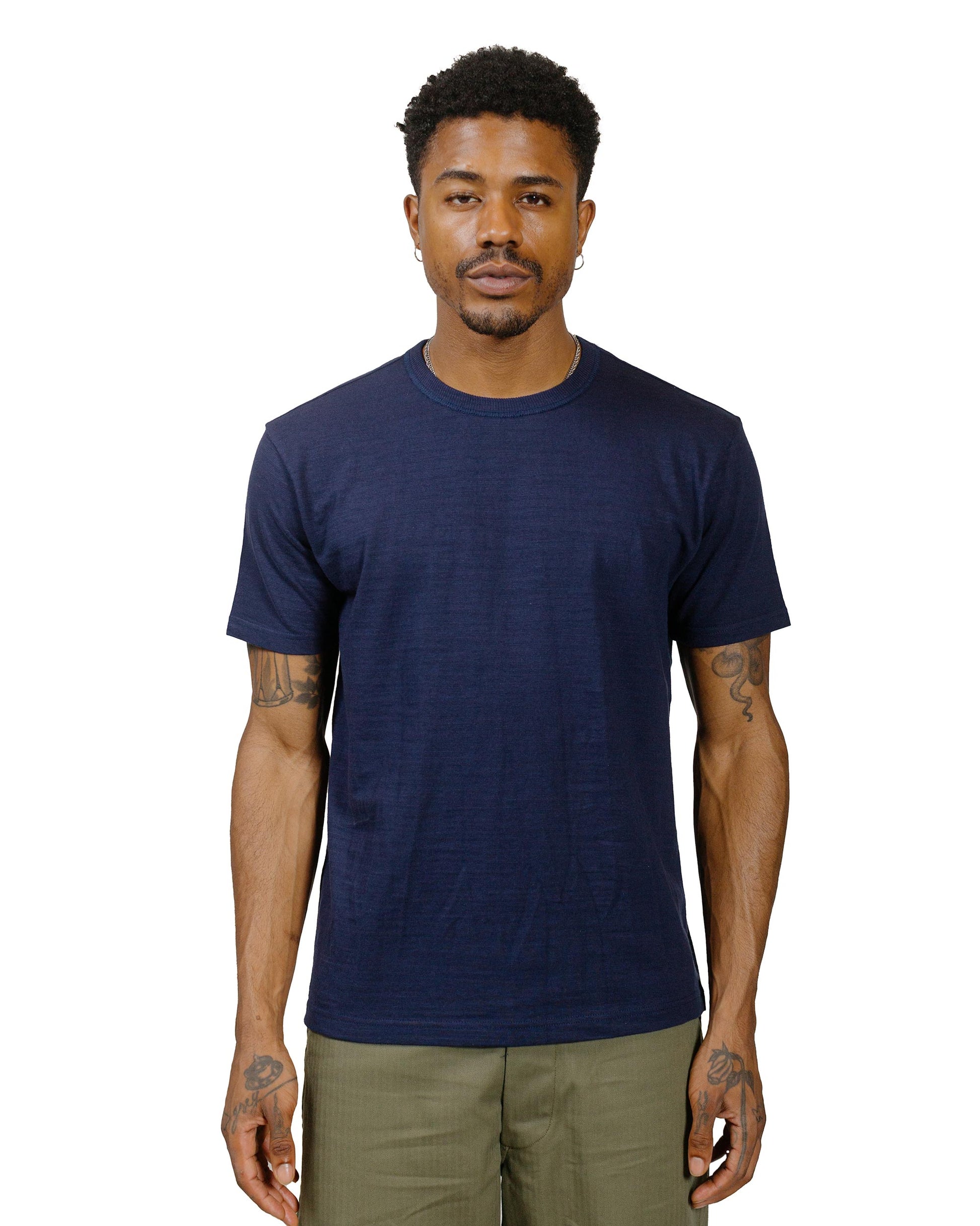 The Real McCoy's MC19010 Athletic T-Shirt / Loop-Wheel Navy model front