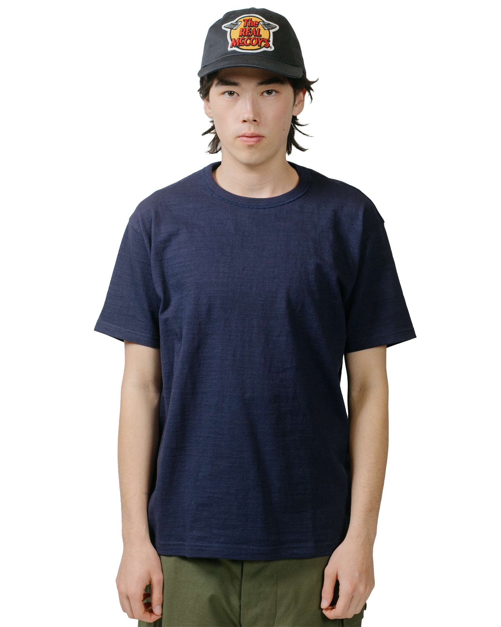 The Real McCoy's MC19010 Athletic T-Shirt / Loop-Wheel Navy model front