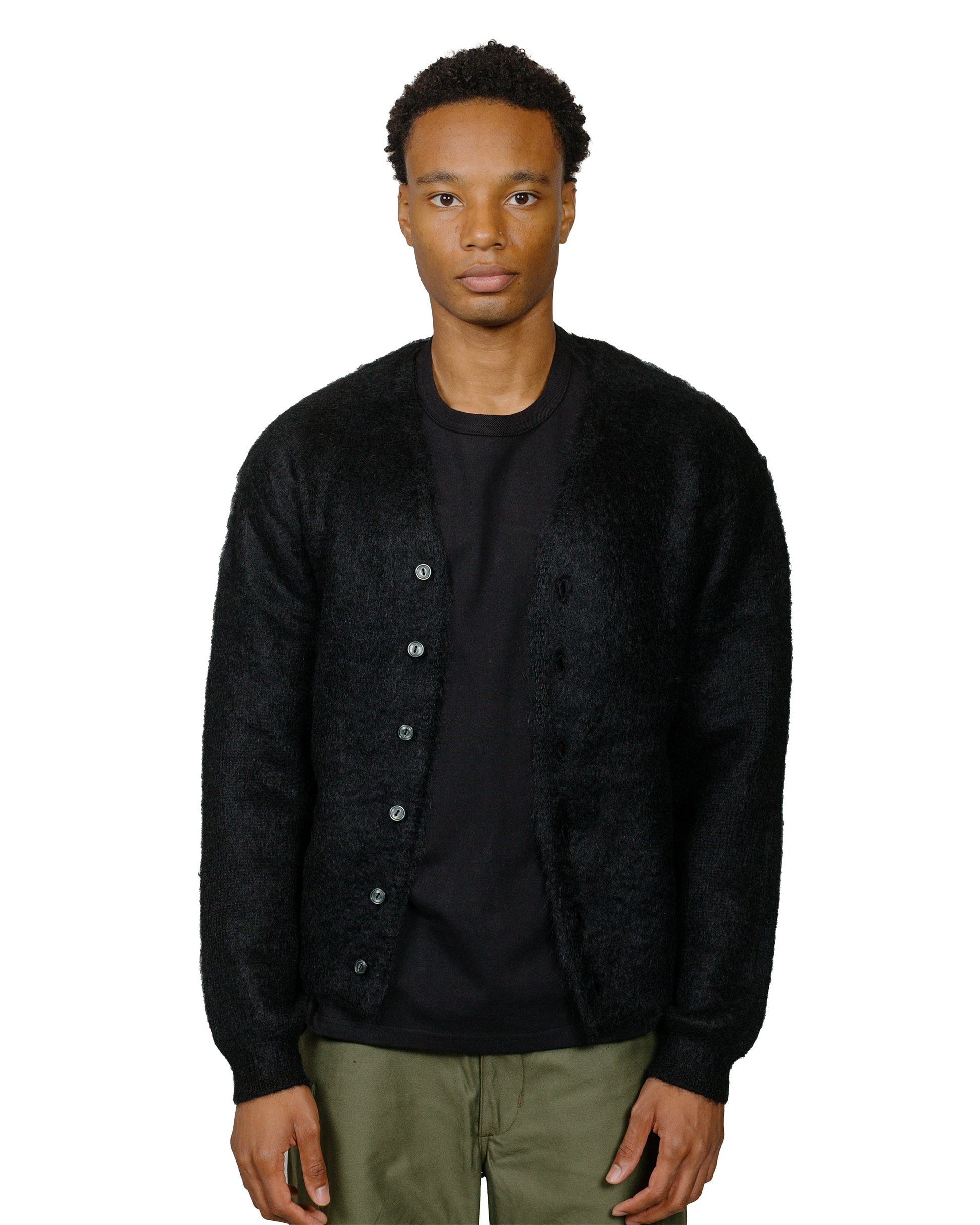 The Real McCoy's MC19103 JM Mohair Cardigan Black model front