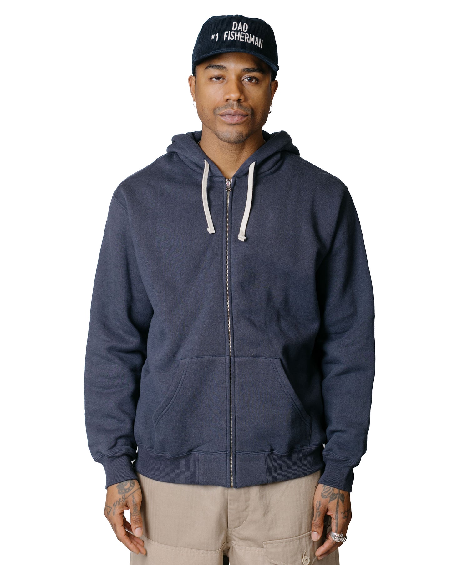 The Real McCoy's MC19125 10 oz. Loopwheel FZ Parka Navy model front