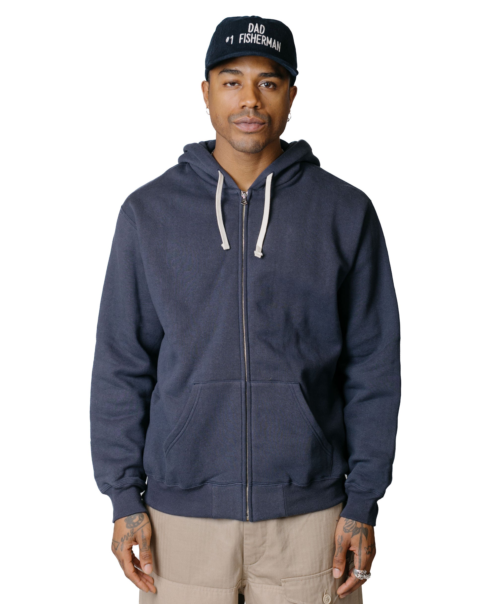 The Real McCoy's MC19125 10 oz. Loopwheel FZ Parka Navy model front