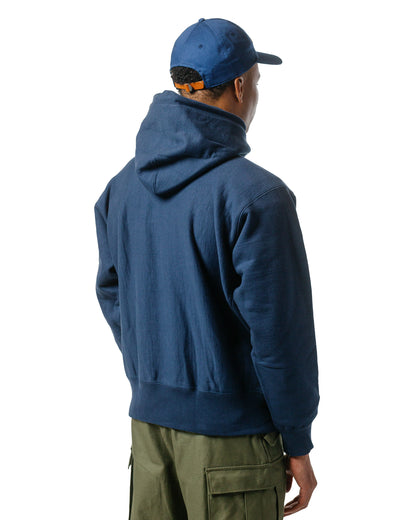 The Real McCoy's MC20113 Heavyweight Hooded Sweatshirt Navy model back