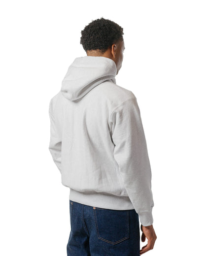 The Real McCoy's MC20113 Heavyweight Hooded Sweatshirt Silver Grey model back