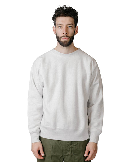 The Real McCoy's MC20114 Heavyweight Crewneck Sweatshirt Silver Grey Model Front