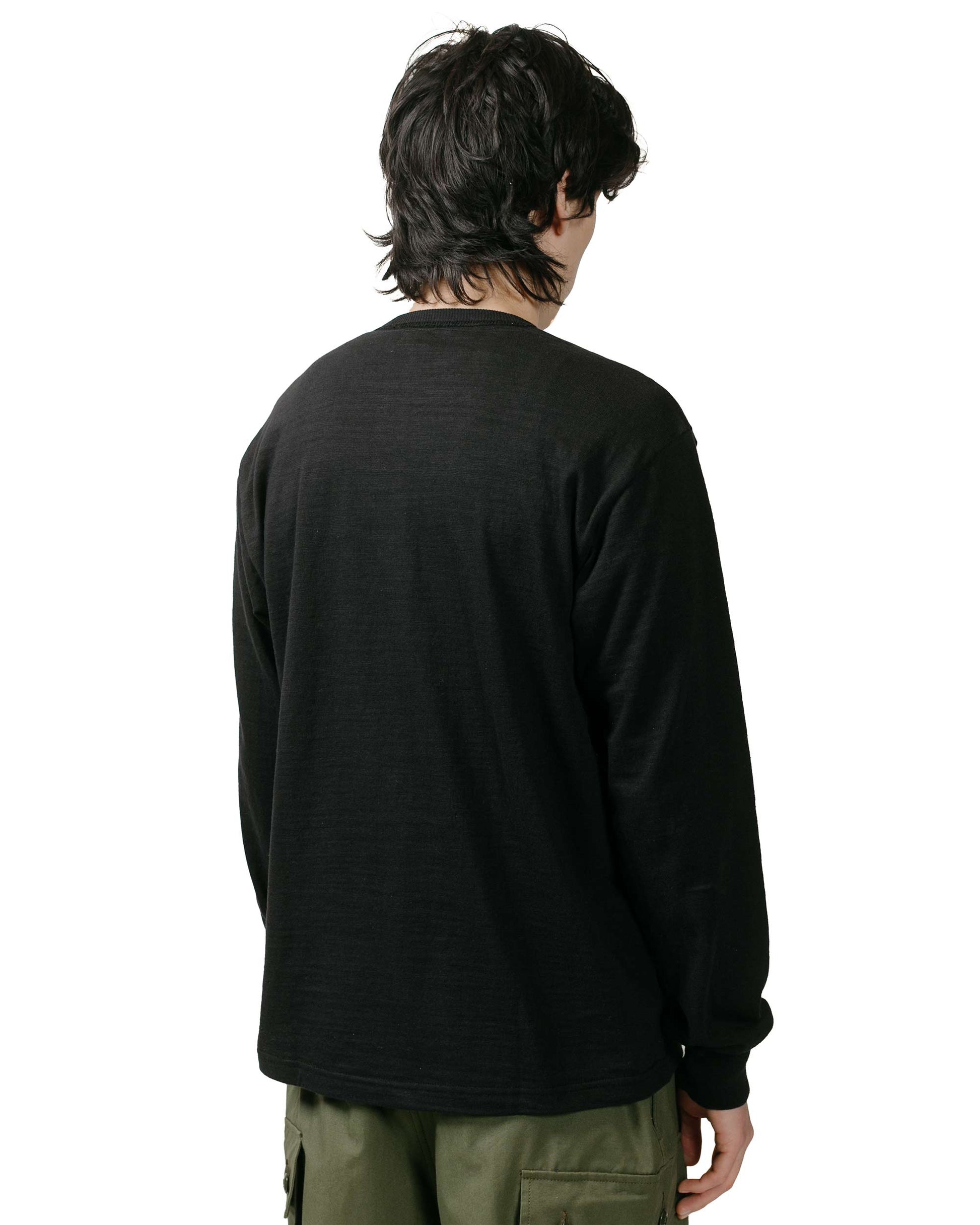 The Real McCoy's MC21109 Athletic L/S T-Shirt / Loop-Wheel Black model back