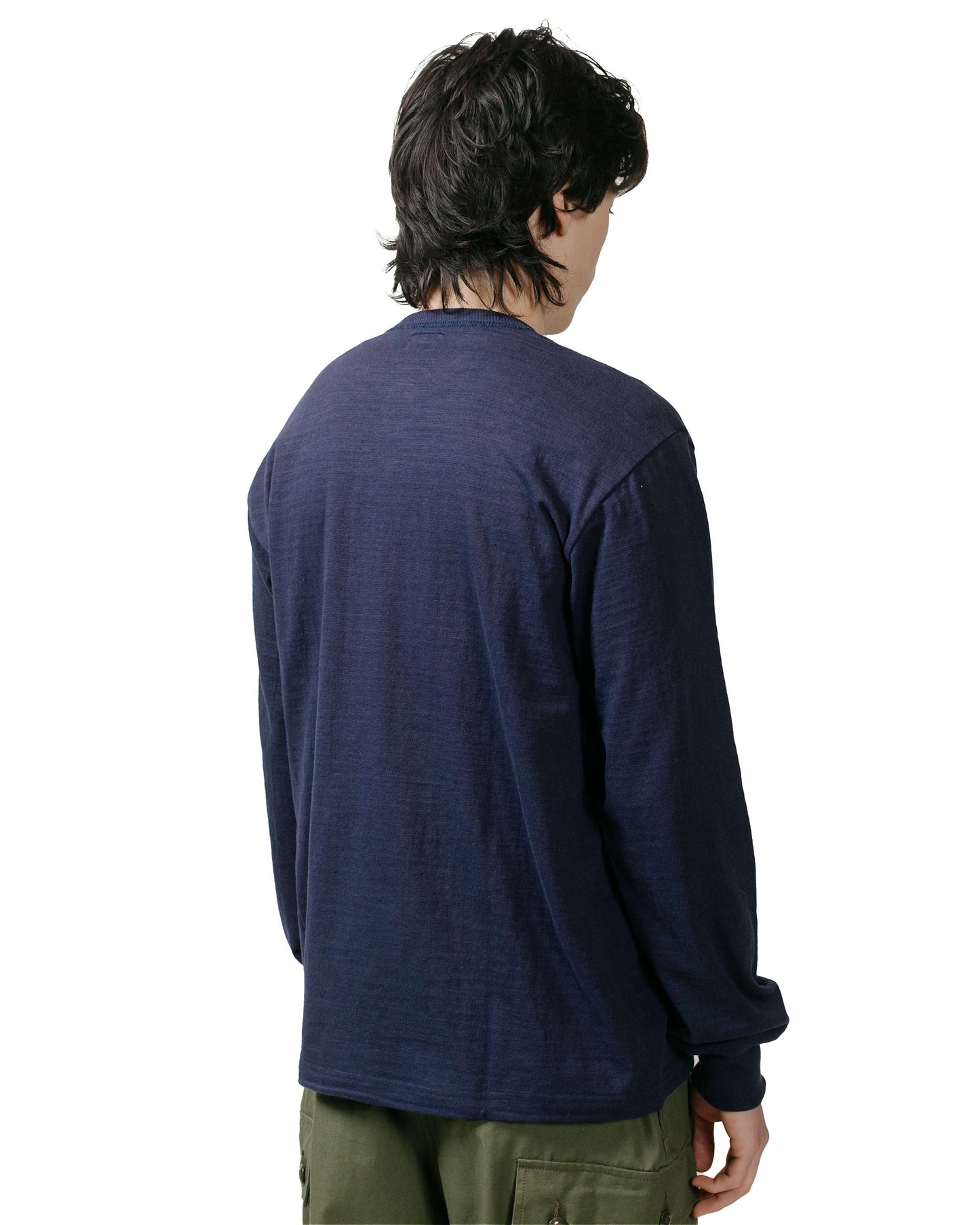 The Real McCoy's MC21109 Athletic L/S T-Shirt / Loop-Wheel Navy model back