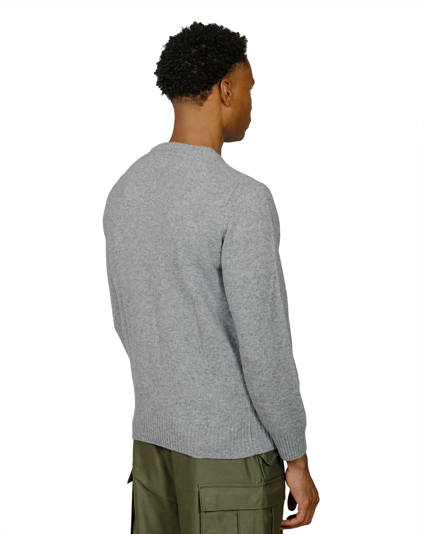 The Real McCoy's MC21114 Wool Crewneck Sweater Grey model back