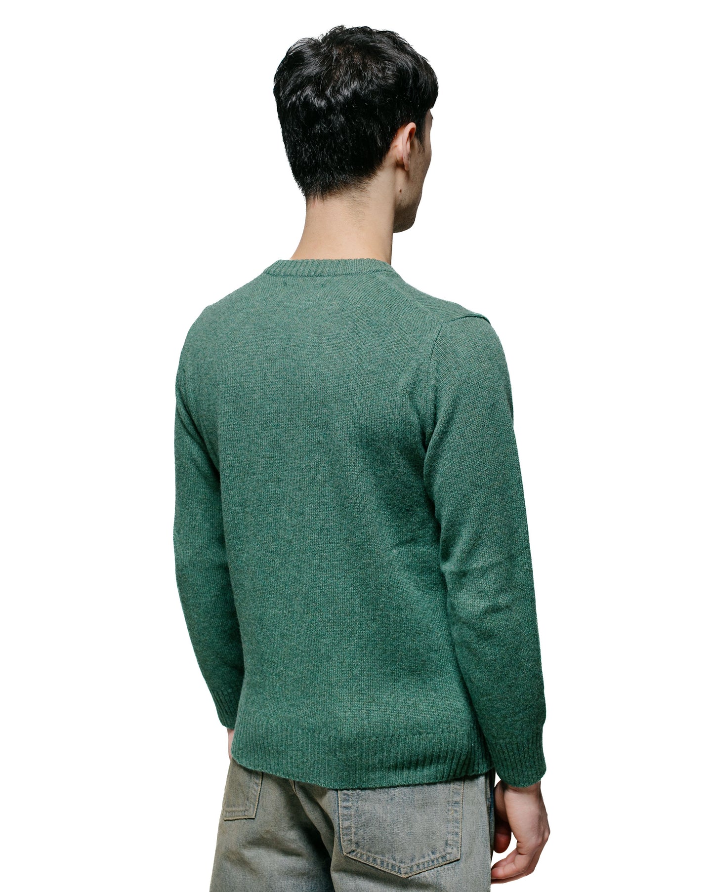 The Real McCoy's MC21114 Wool Crewneck Sweater Kelly Green model back