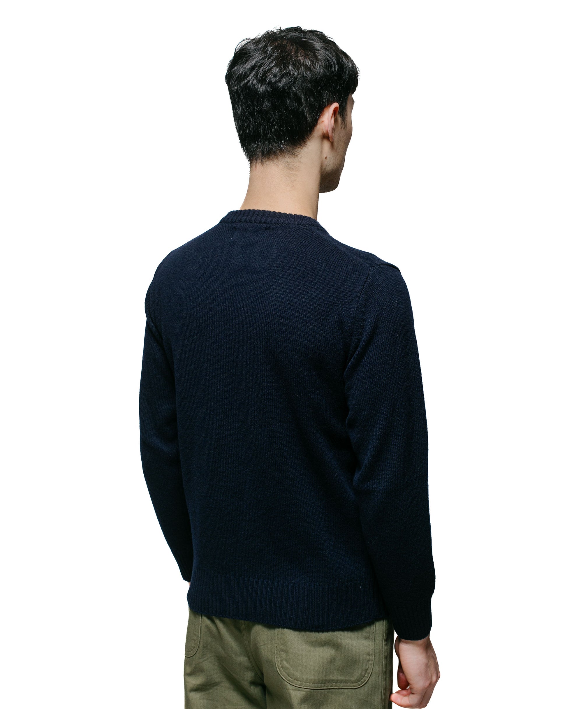 The Real McCoy's MC21114 Wool Crewneck Sweater Navy model back