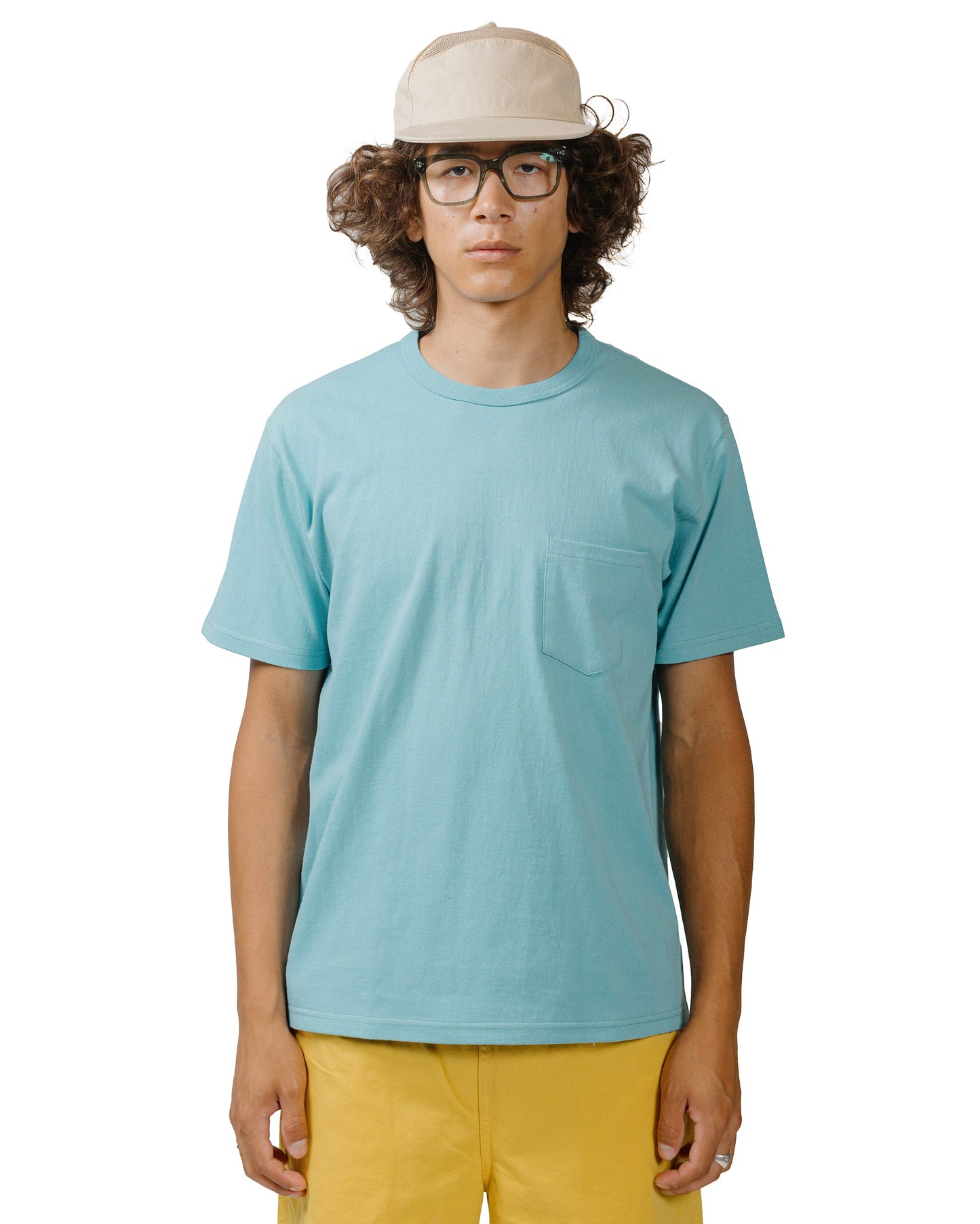 The Real McCoy's MC22006 Pocket Tee Teal model front