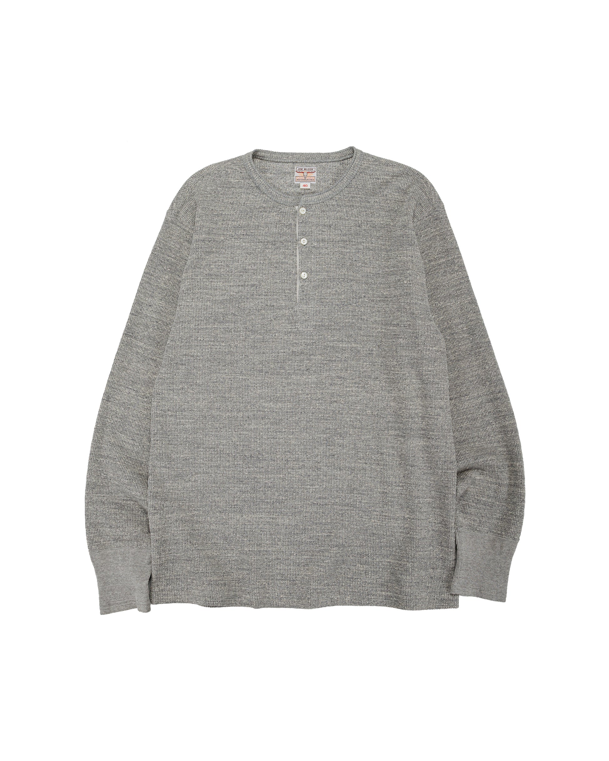 lost & found The Real McCoy's The Real McCoy's MC22120 Western Cardigan Stitch Henley Shirt Gray