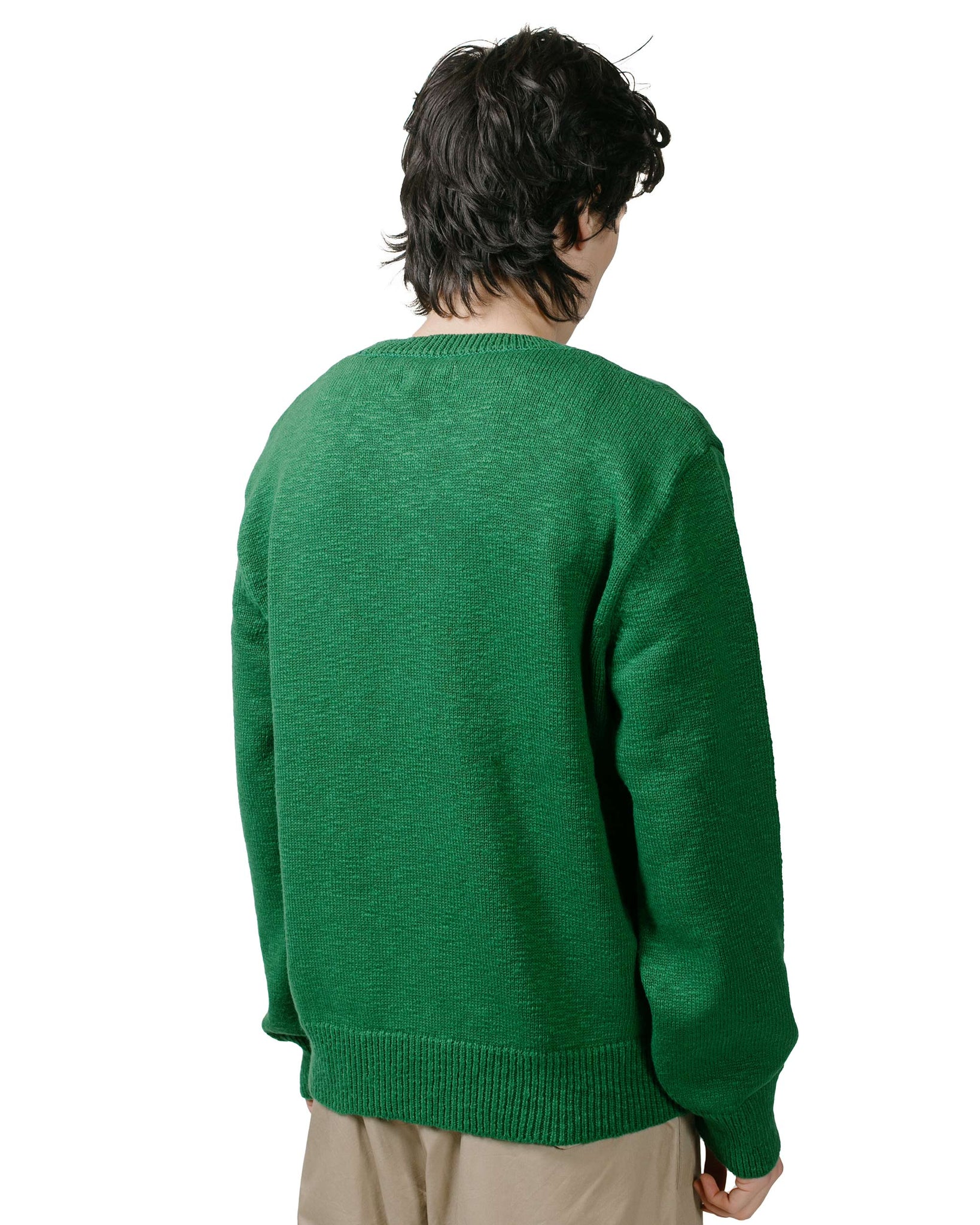 The Real McCoy's MC23014 Cotton Crewneck Sweater Green model back