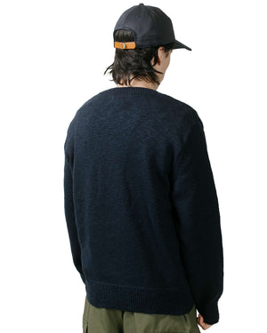 The Real McCoy's MC23014 Cotton Crewneck Sweater Ink Blue model back