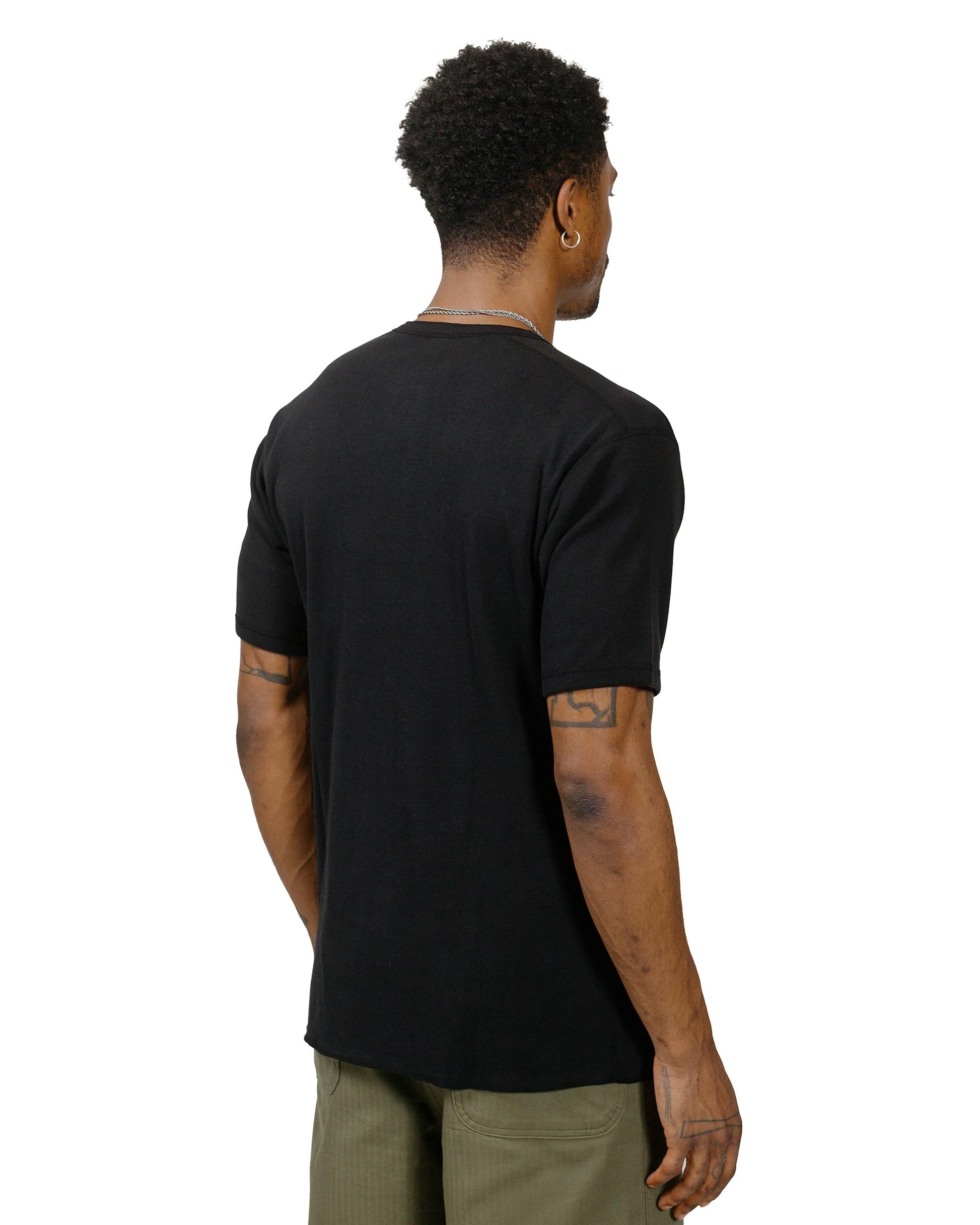 The Real McCoy's MC23022 Union Henley Undershirt S/S Black model back