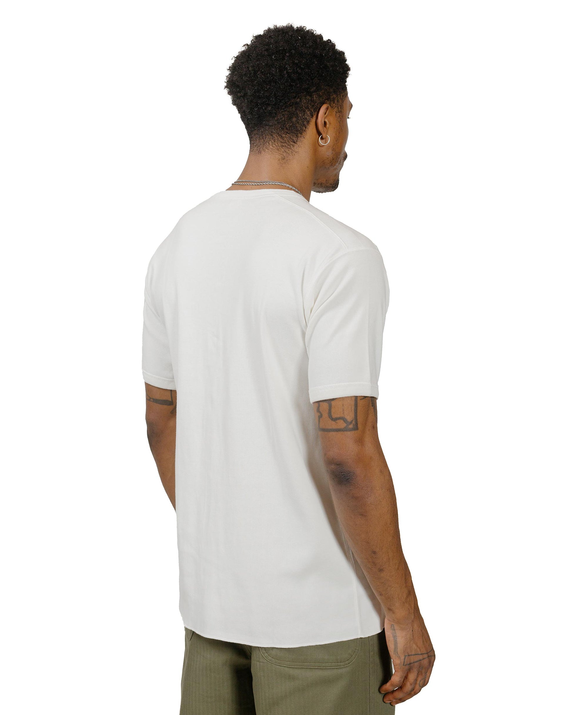 The Real McCoy's MC23022 Union Henley Undershirt S/S White model back