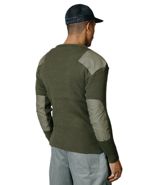 The Real McCoy's MC23104 Sweater, Service Wool Olive model back