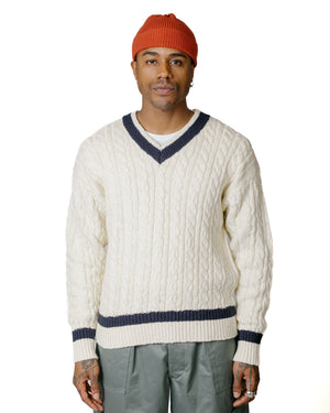 The Real McCoy's MC23108 Tilden Knit Sweater Milk model front
