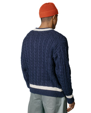 The Real McCoy's MC23108 Tilden Knit Sweater Navy model back