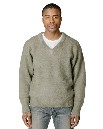 The Real McCoy's MC23109 JM Mohair V-Neck Sweater Mint model front