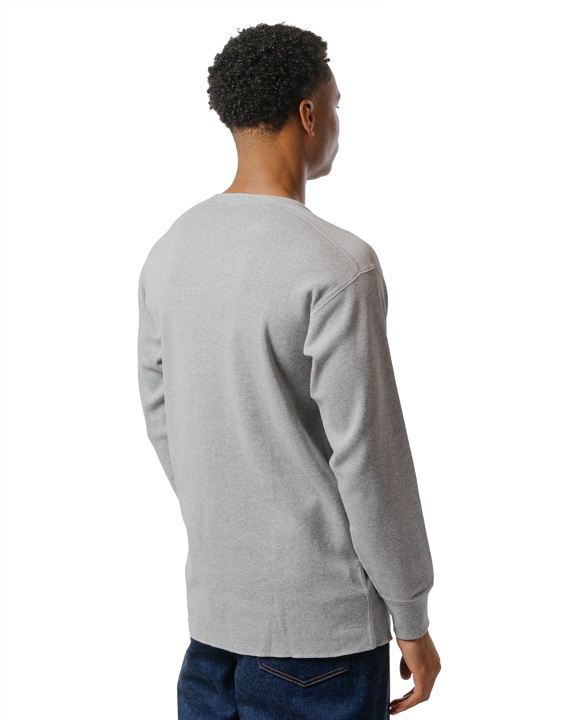 The Real McCoy's MC23111 Union Henley Undershirt LS Grey model back