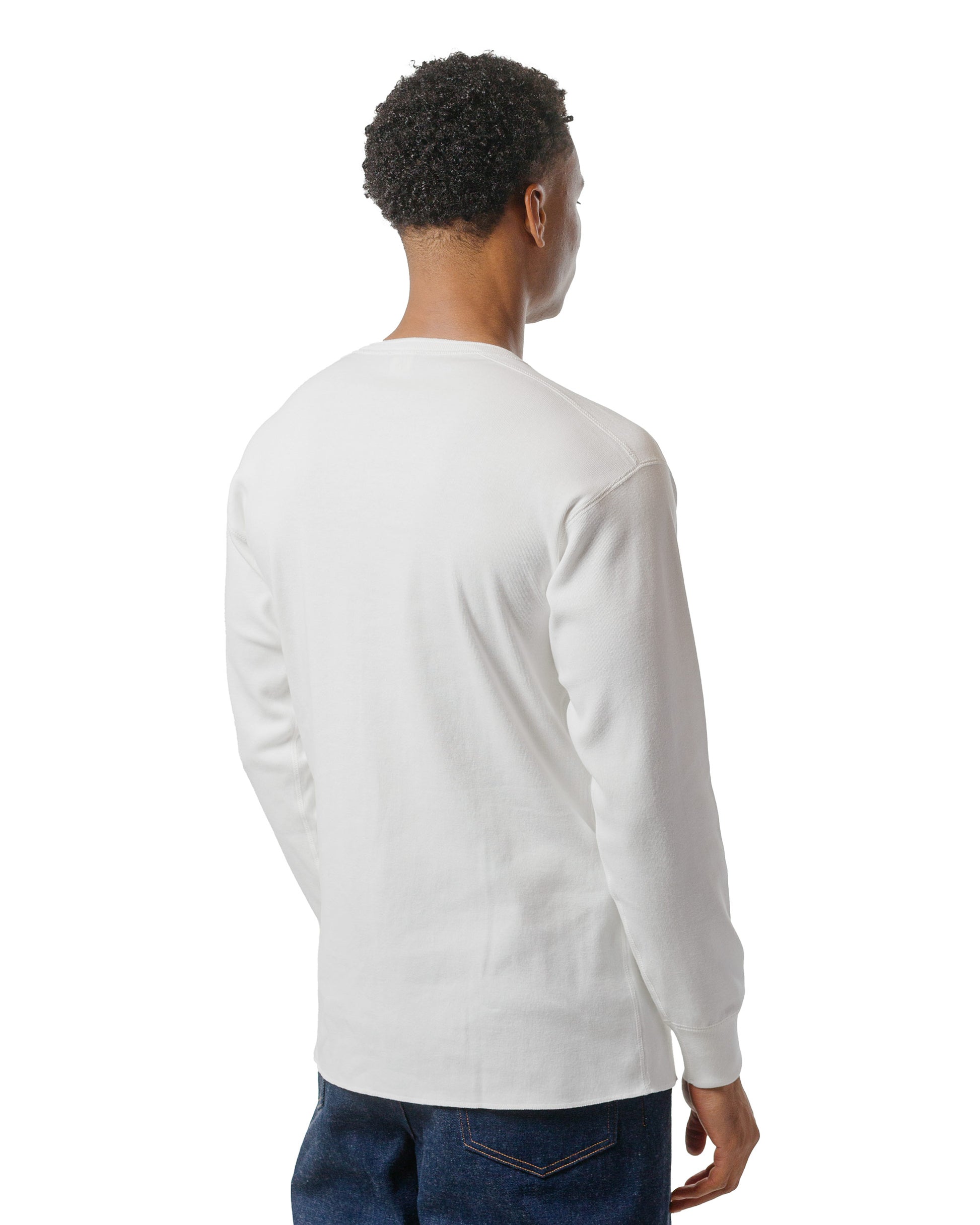 The Real McCoy's MC23111 Union Henley Undershirt LS White model back