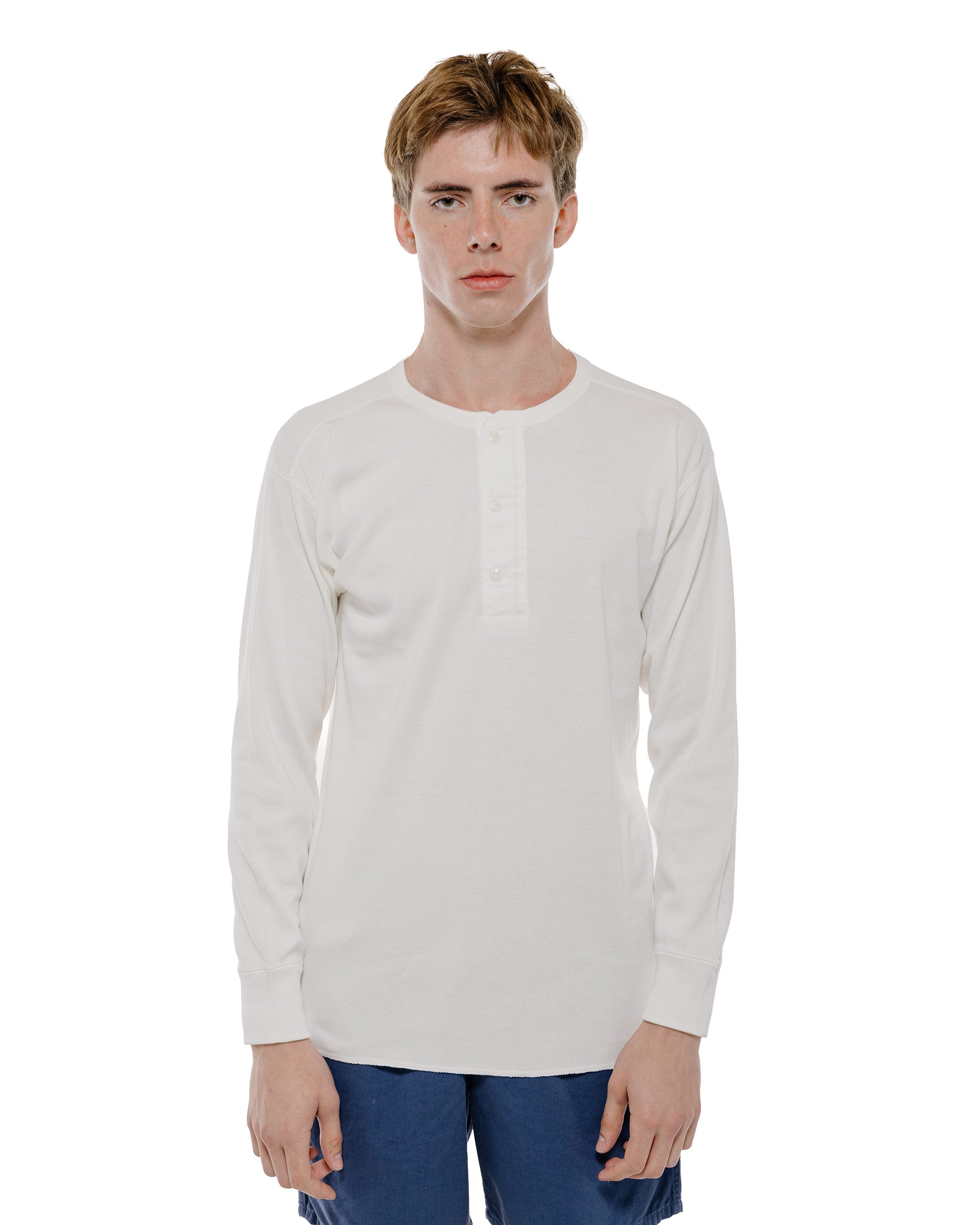 The Real McCoy's MC23111 Union Henley Undershirt L/S White