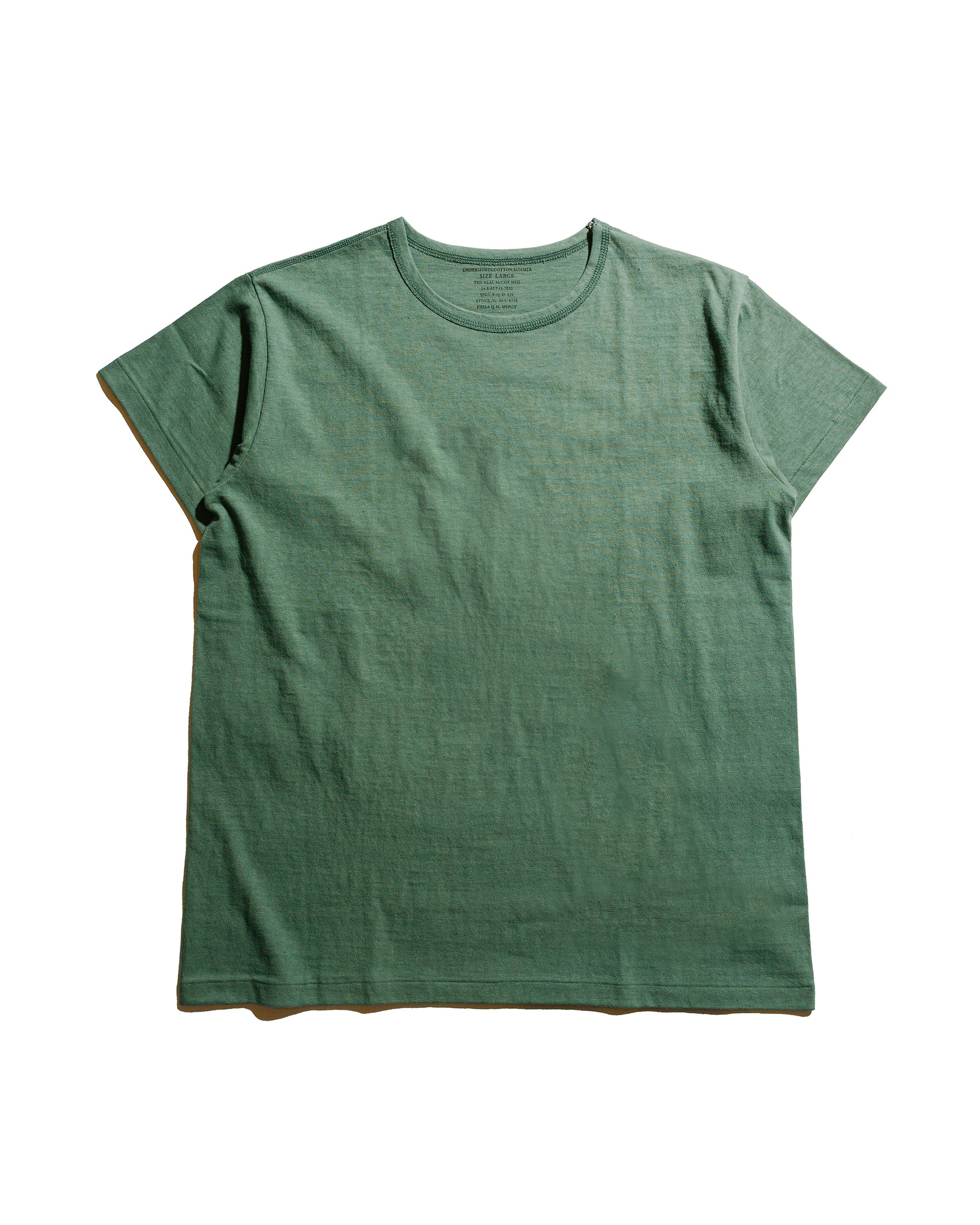 The Real McCoy's MC24014 Undershirt, Cotton, Summer Green