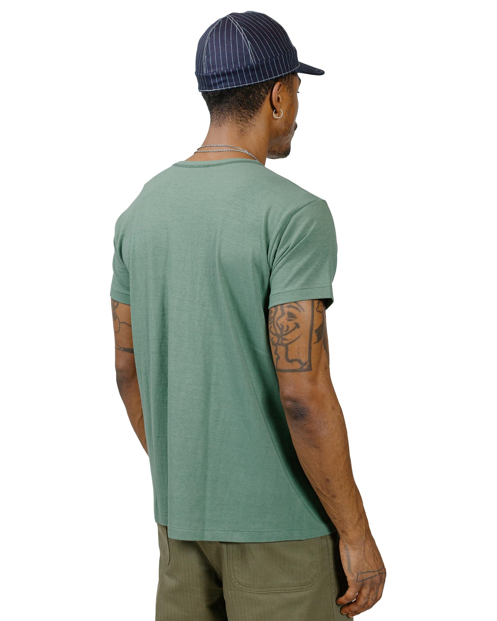 The Real McCoy's MC24014 Undershirt, Cotton, Summer Green model back