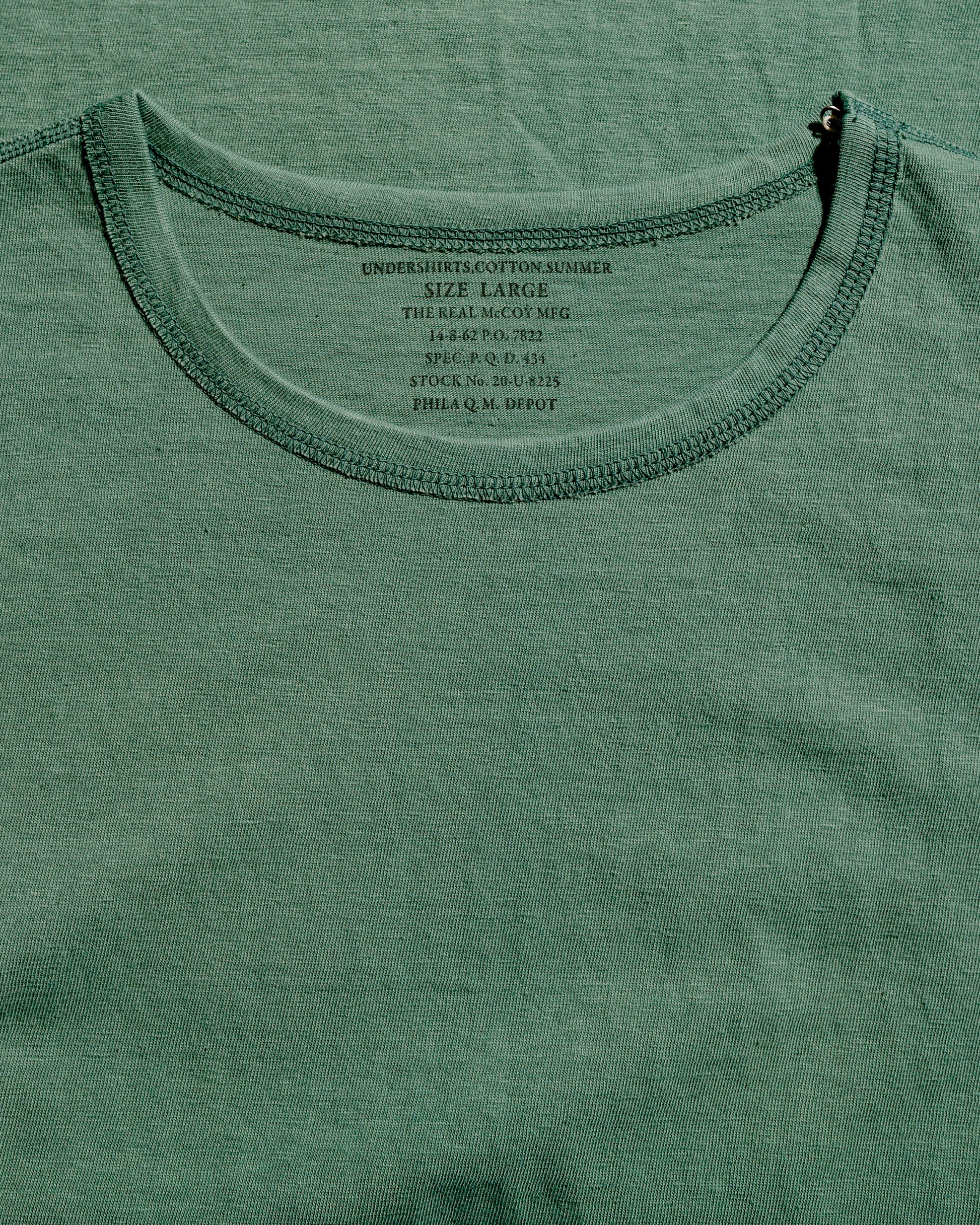 The Real McCoy's MC24014 Undershirt, Cotton, Summer Green