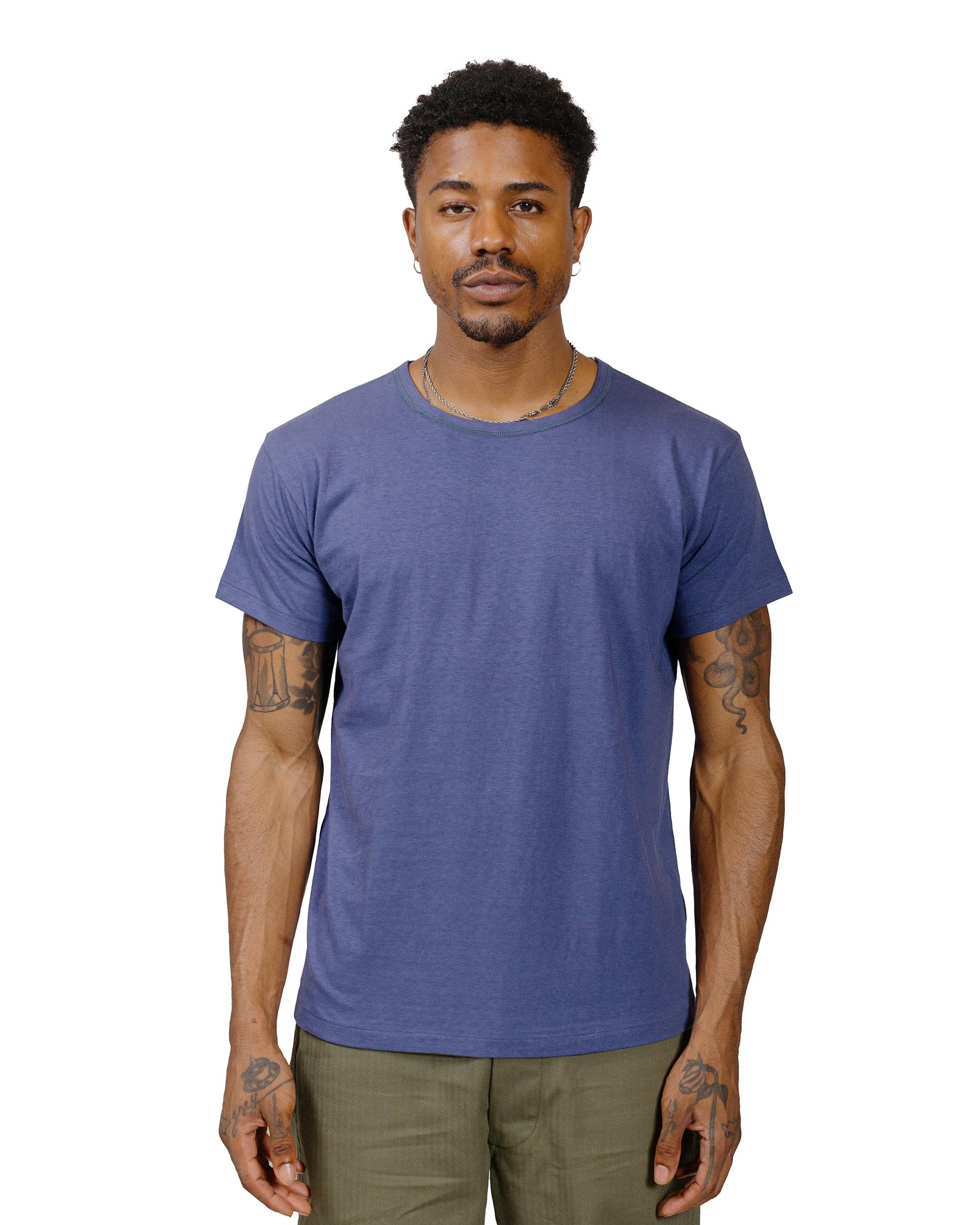 The Real McCoy's MC24014 Undershirt, Cotton, Summer MQ Navy model front