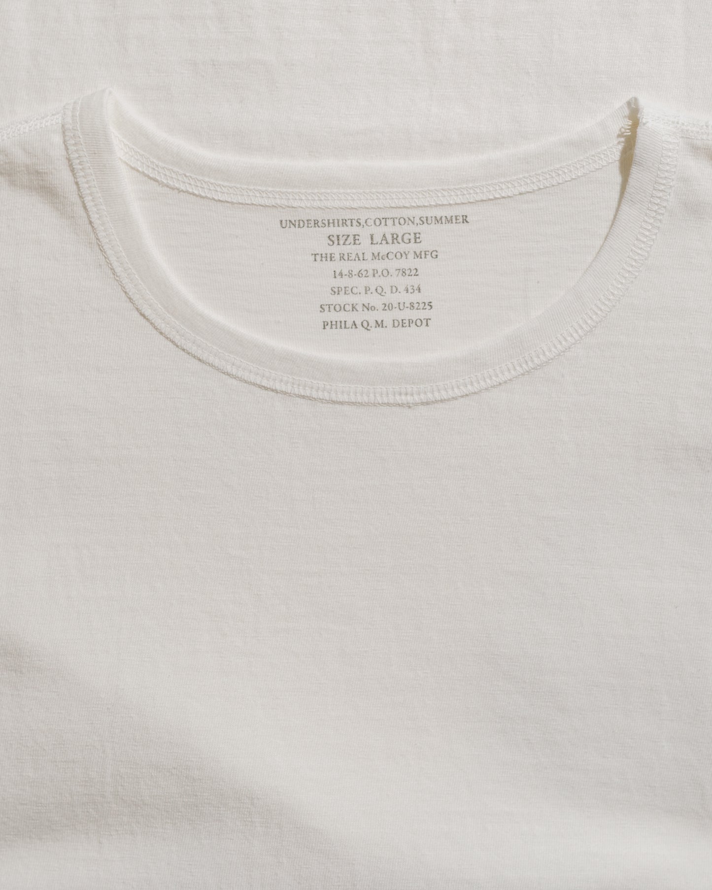 The Real McCoy's MC24014 Undershirt, Cotton, Summer White