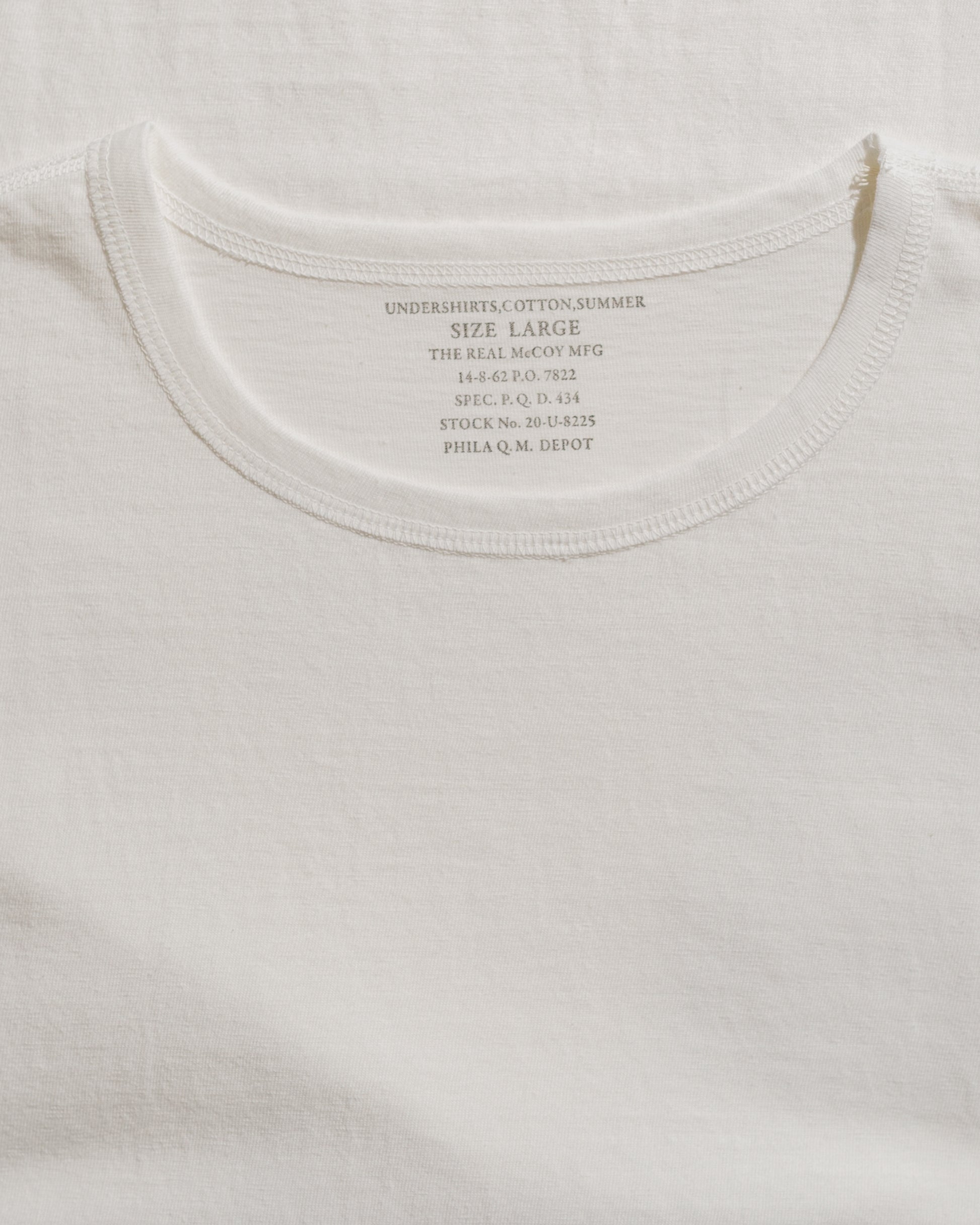 The Real McCoy's MC24014 Undershirt, Cotton, Summer White