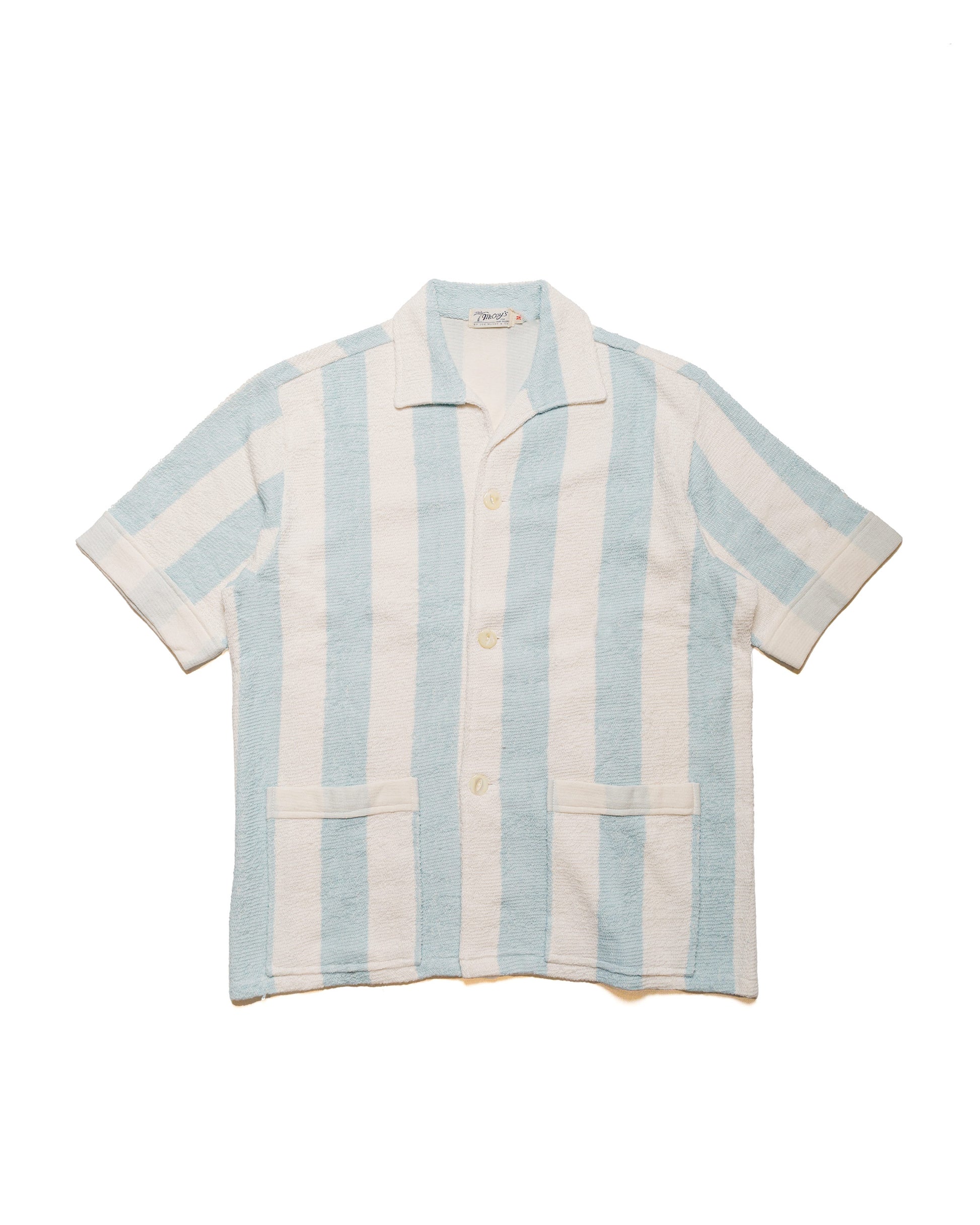 The Real McCoy's MC24015 Stripe Cotton Pile Beach Shirt Light Blue 