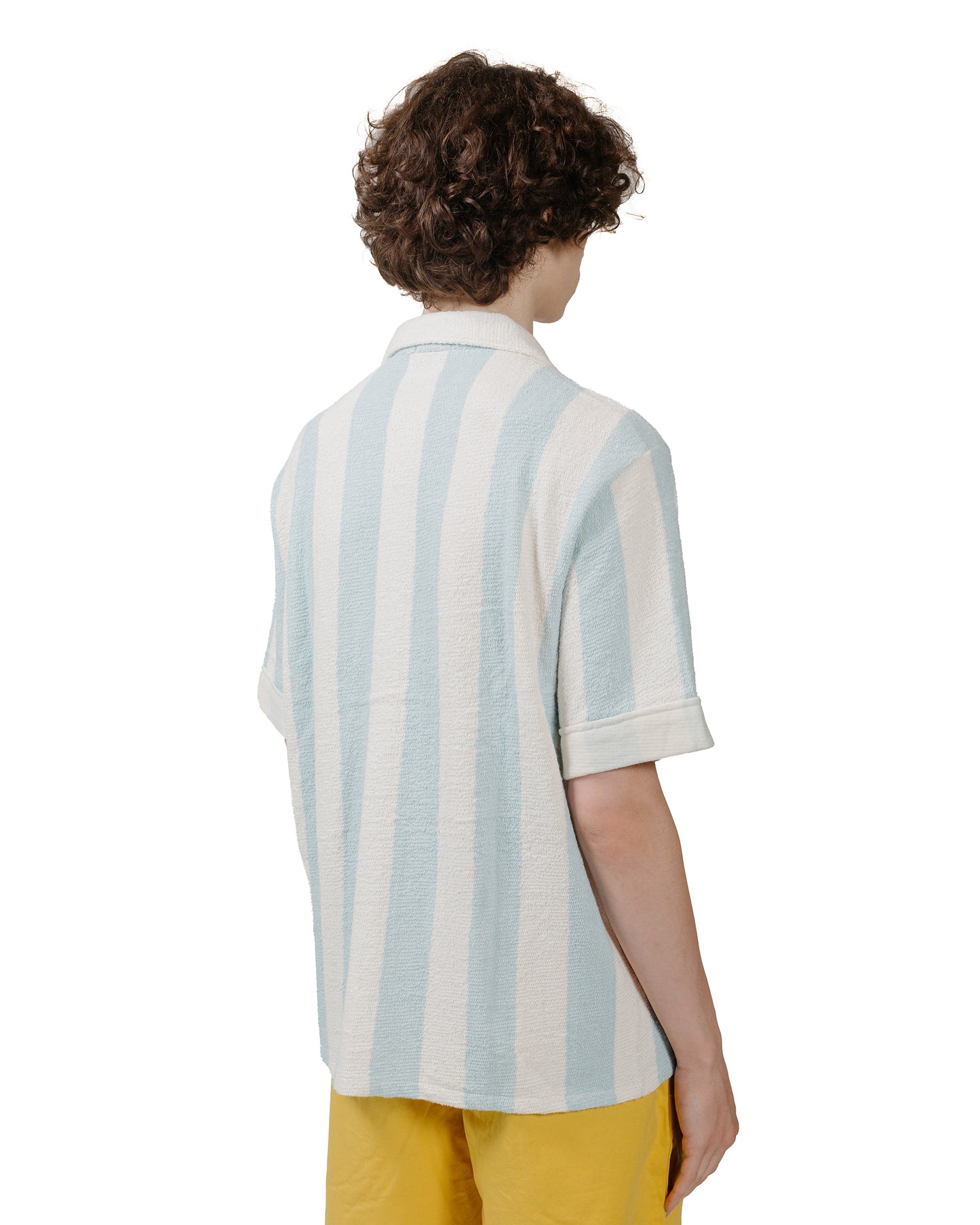 The Real McCoy's MC24015 Stripe Cotton Pile Beach Shirt Light Blue model back