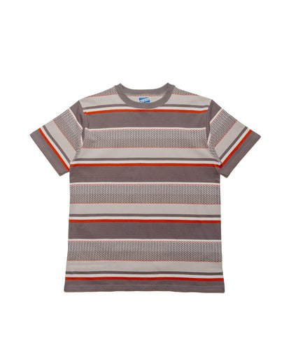 The Real McCoy's MC24017 Jacquard Knit Stripe Tee Gray